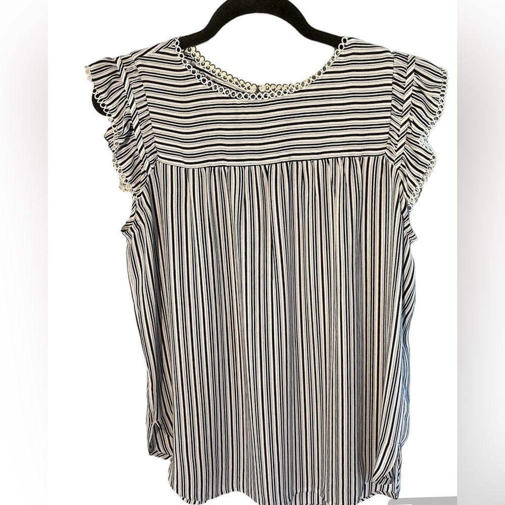 Striped Black and White Ruffle Sleeve Top